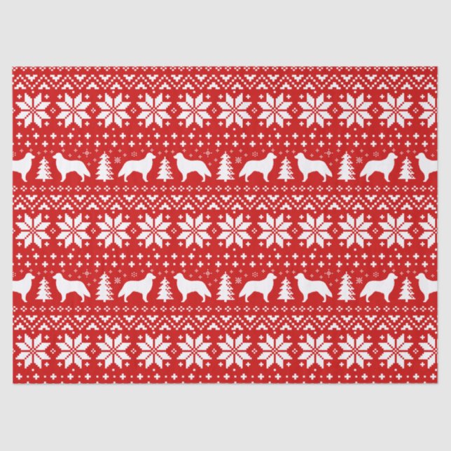 Papier Mousseline Rouge enduit plat de motif de Noël de chiens (Recto)