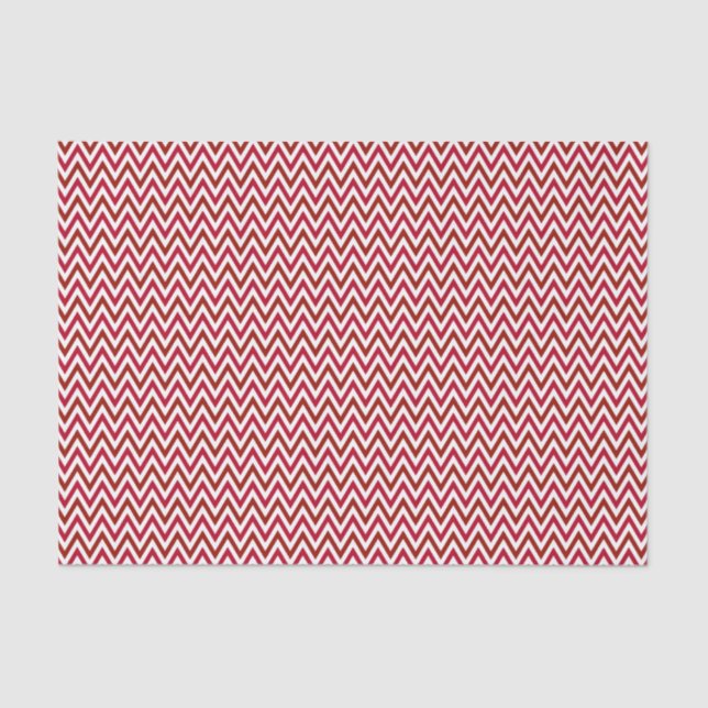 Papier Mousseline Rouge et blanc Chevron ZigZag (Recto)