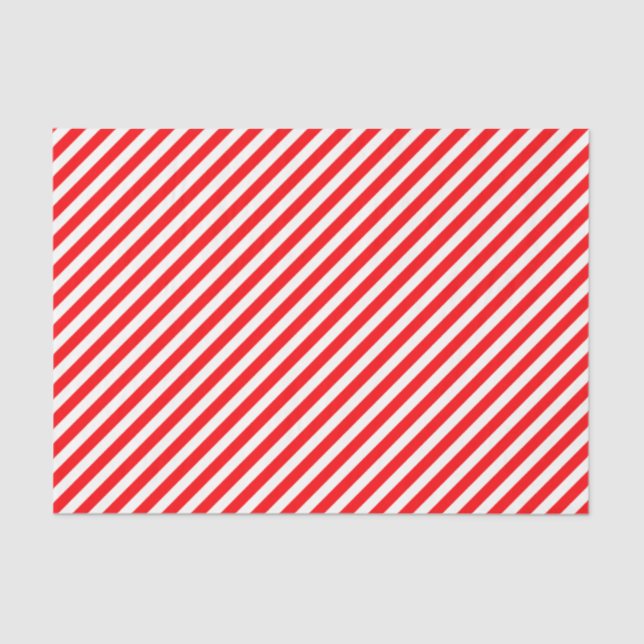 Papier Mousseline Rouge et blanc diagonaux de Rayure-Noël de sucre (Recto)