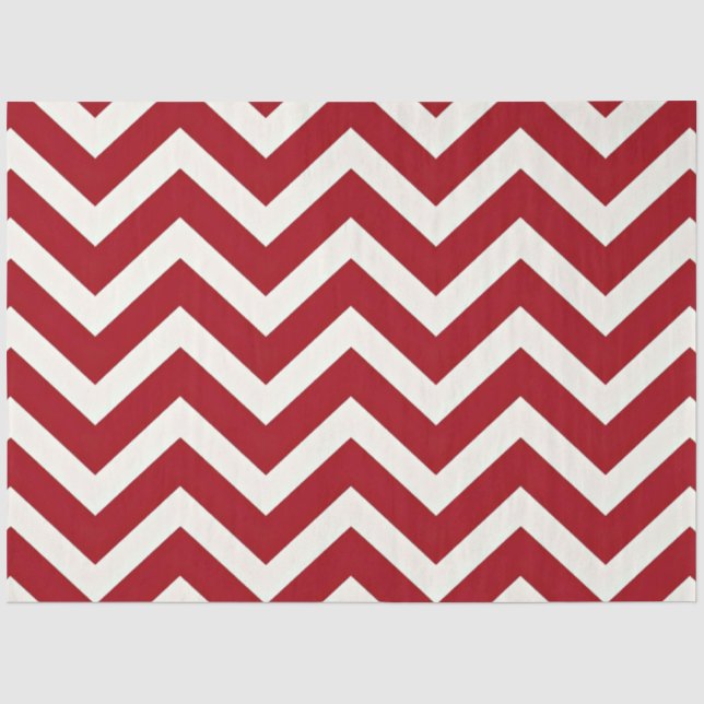 Papier Mousseline Rouge et blanc Zig Zag Stripes Noël (Recto)