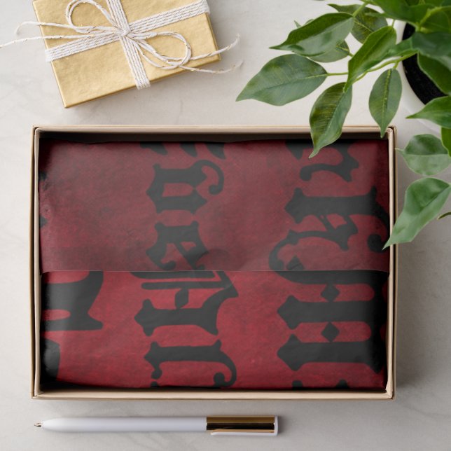 Papier Mousseline Rouge et noir Grunge gothique (Cadeau)