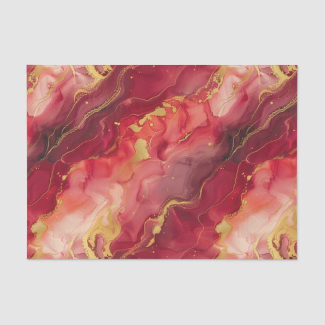 Papier Mousseline Rouge et or moderne et élégant (Recto)