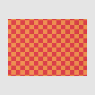 Papier Mousseline Rouge et orange Checkered