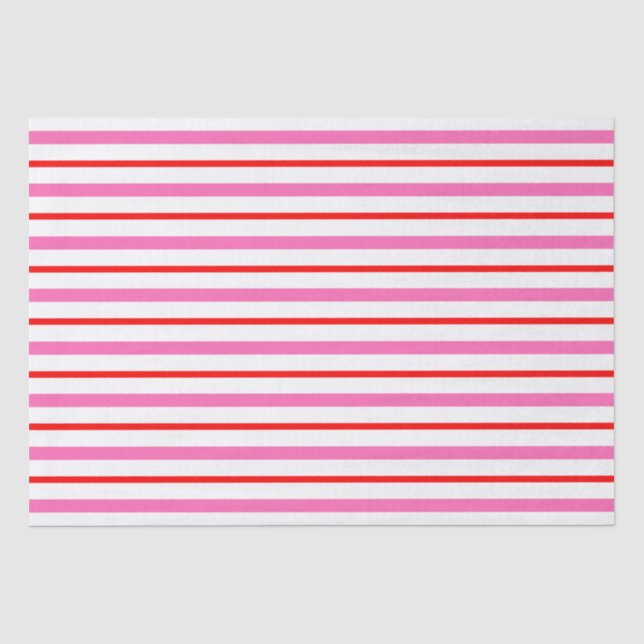 Papier Mousseline Rouge et rose rayé (Recto)