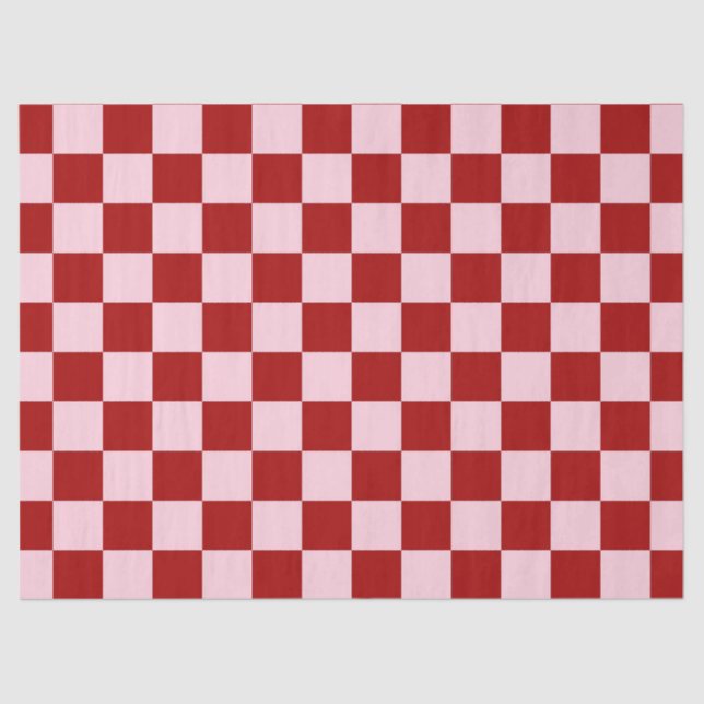 Papier Mousseline Rouge foncé et Pink Checkerboard (Recto)