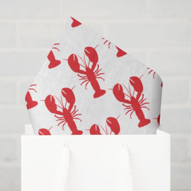 Papier Mousseline Rouge Homard moderne Voyage côtier amusant (Sac cadeau)