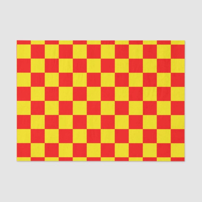 Papier Mousseline Rouge Jaune Chèque À damiers Motif Design (Recto)