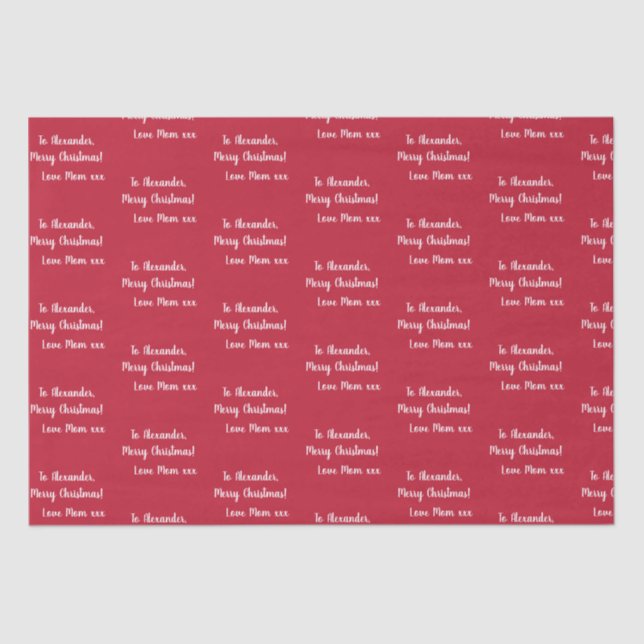 Papier Mousseline Rouge Joyeux Noël Personnalisé De Maman (Recto)