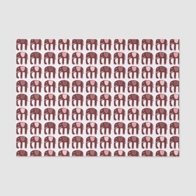 Papier Mousseline Rouge Motif rose éléphant (Recto)