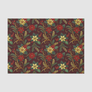 Papier Mousseline Rouge Or Vert Florales de Noël Découpage 