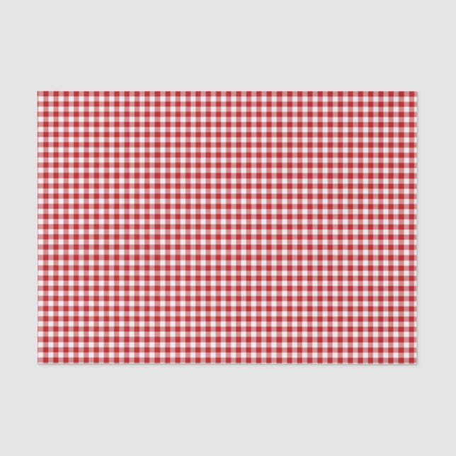 Papier Mousseline Rouge Plaid, En vichy rouge (Recto)