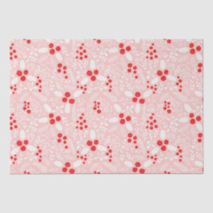 Papier Mousseline Rouge rose blanc Holly Berries Mistletoe Noël 