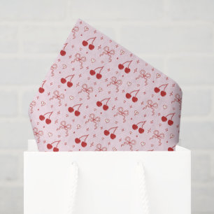 Papier Mousseline Rouge Rose Mignon Nœud Cerise Cœurs Saint Valentin