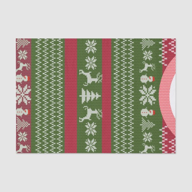 Papier Mousseline Rouge Vert hiver Chandail de Noël personnalisé (Recto)