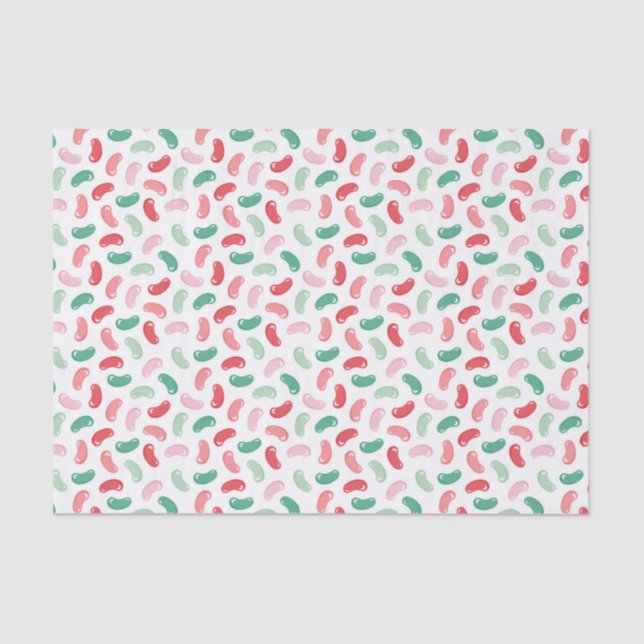 Papier Mousseline Rouge, Vert, Pêche, Jellybean rose Design (Recto)