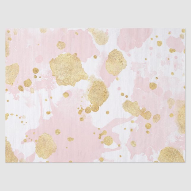 Papier Mousseline Rougissent l'abrégé sur rose éclaboussures d'or (Recto)