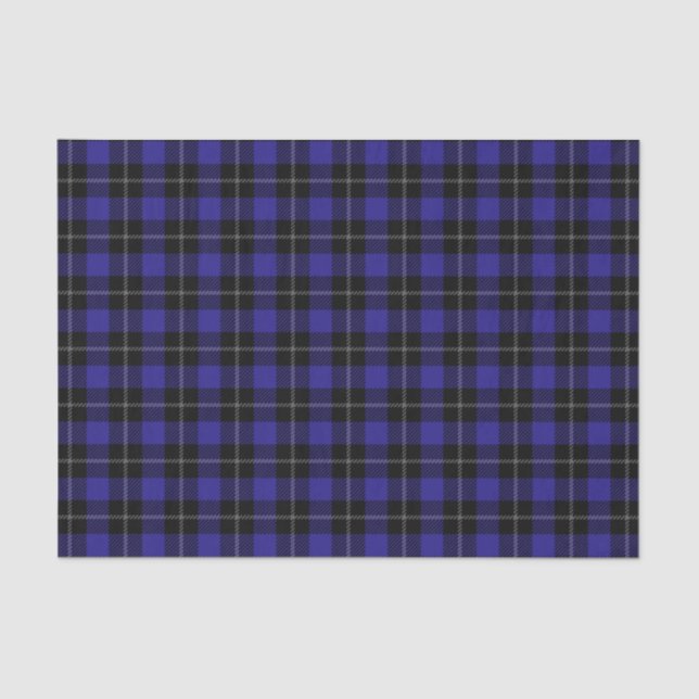 Papier Mousseline Royal Blue Black Plaid (Recto)