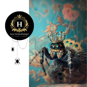 Papier Mousseline Royal Blue Vintage Floral Peacock Spider Design