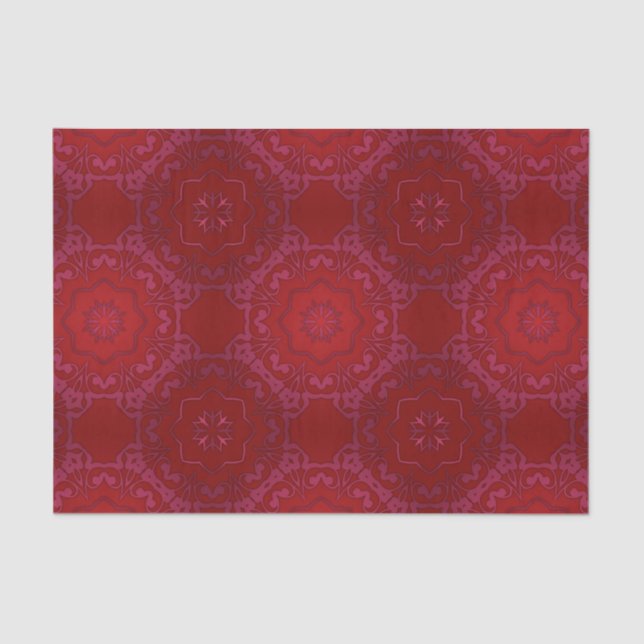 Papier Mousseline Royal Elegant Classic Luxury Red Damask Pattern (Recto)