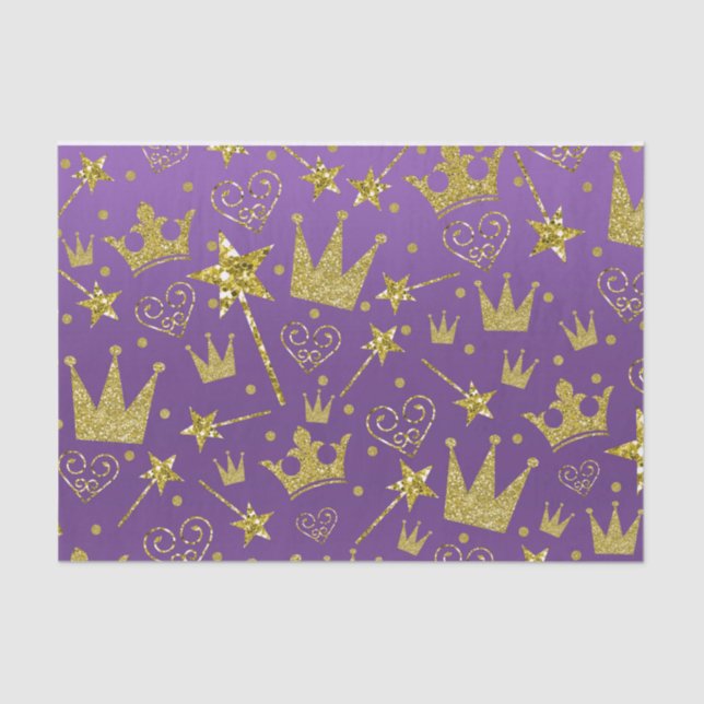 Papier Mousseline Royal Purple & Gold Parties scintillant Girls Prin (Recto)