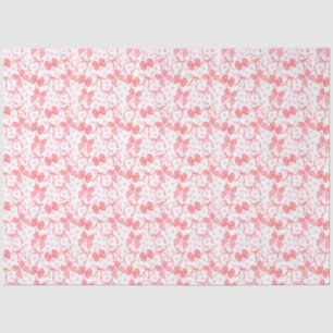 Papier Mousseline Rubans rouges et points roses