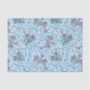 Papier Mousseline Rubans vintages violets bleu clair