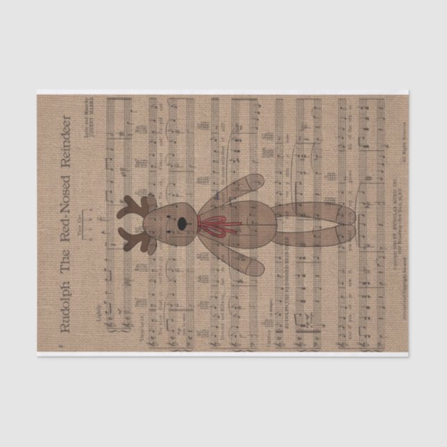 Papier Mousseline Rudolph Red Nez Reindeer Teddy Bear (Recto)