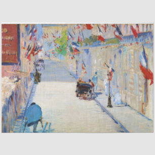 Papier Mousseline Rue avec drapeaux français, Manet