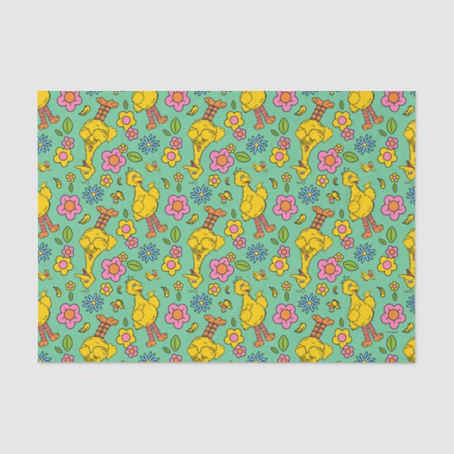 Papier Mousseline Rue Sésame | Big Bird & Little Bird Motif (Recto)