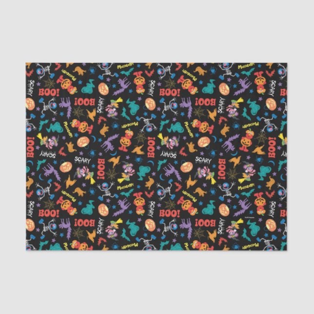 Papier Mousseline Rue Sésame | Motif d'Halloween (Recto)