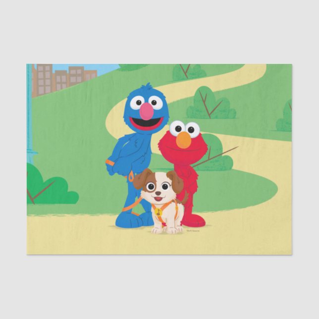 Papier Mousseline Rue Sésame | Tango Avec Grover & Elmo (Recto)