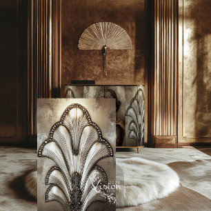 Papier Mousseline Rugissement de bronze, fond de motif Art Déco Blin