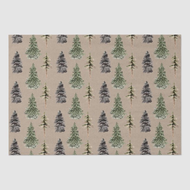 Papier Mousseline Russe Kraft Forêt Boisé Épinette Pin Arbre (Recto)