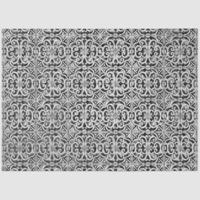 Papier Mousseline Russe Noir n Blanc Ferme Carrelage Découpage (Recto)