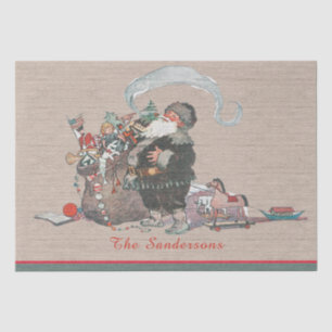 Papier Mousseline Russe Tan Noël Vintage Vieux Monde Père Noël