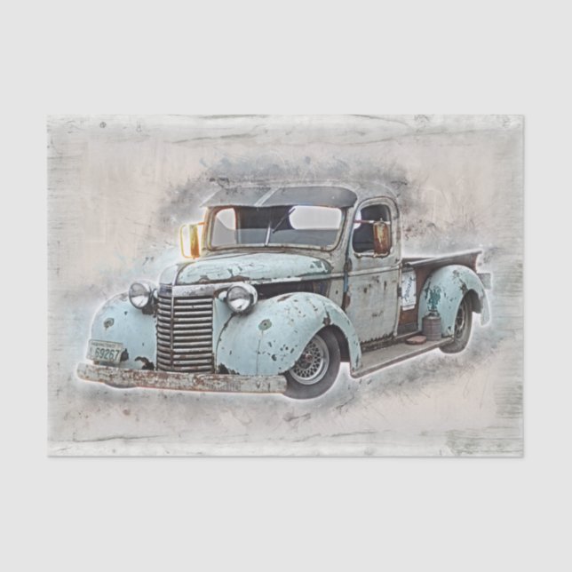 Papier Mousseline Russe Vieux Camion Vintage Découpage (Recto)