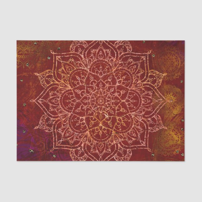Papier Mousseline Rust Red Mandala Gold Glam (Recto)