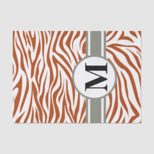 Papier Mousseline Rust Red Safari Zebra avec monogramme