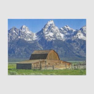 Papier Mousseline Rustic Barn Mountains Paysage Photo