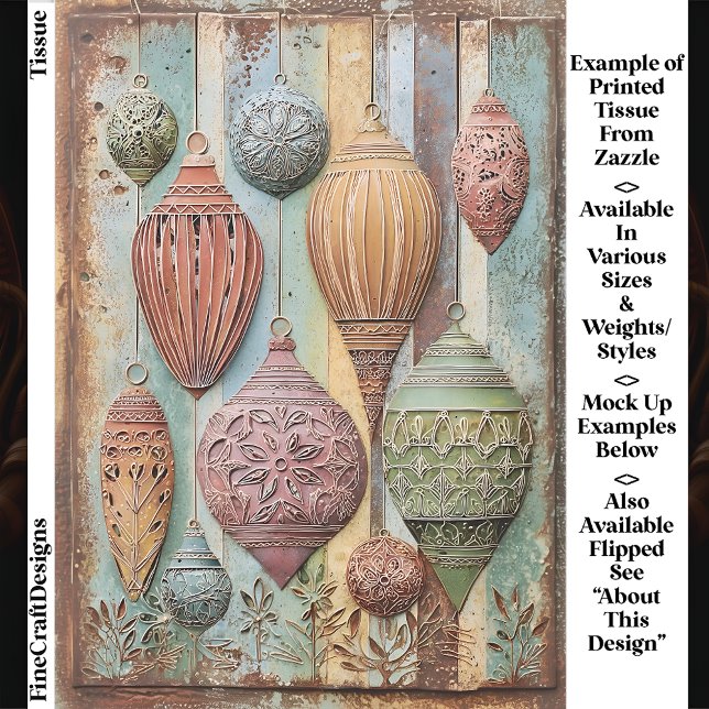 Papier Mousseline Rustic Boho Chic Holiday Ornaments EA1R Decoupage (Créateur téléchargé)