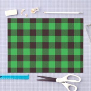 Papier Mousseline Rustic Green Buffalo Checks Plaid Motif