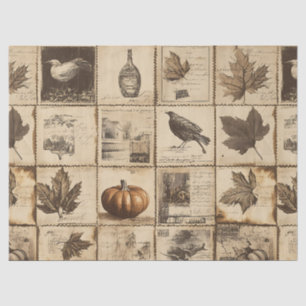 Papier Mousseline Rustique Automne Ephemera Collage Terre chaude (
