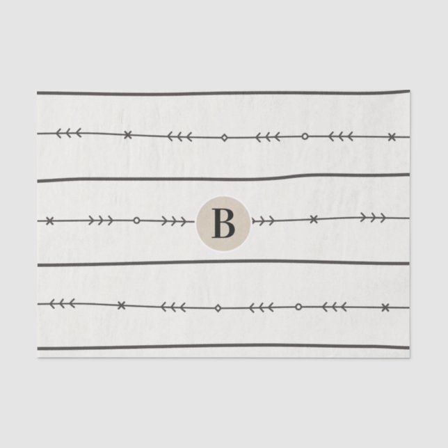 Papier Mousseline Rustique Bohème Chic Baby Shower Kraft Moderne Mon (Recto)