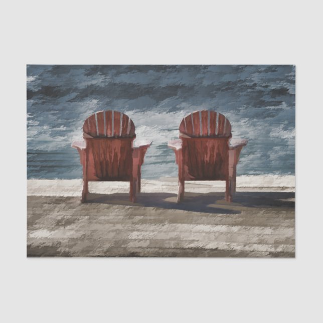 Papier Mousseline Rustique Brown Adirondack Chaises de plage Art (Recto)