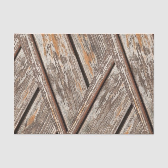 Papier Mousseline Rustique Chic Chevron Texture géométrique en bois (Recto)