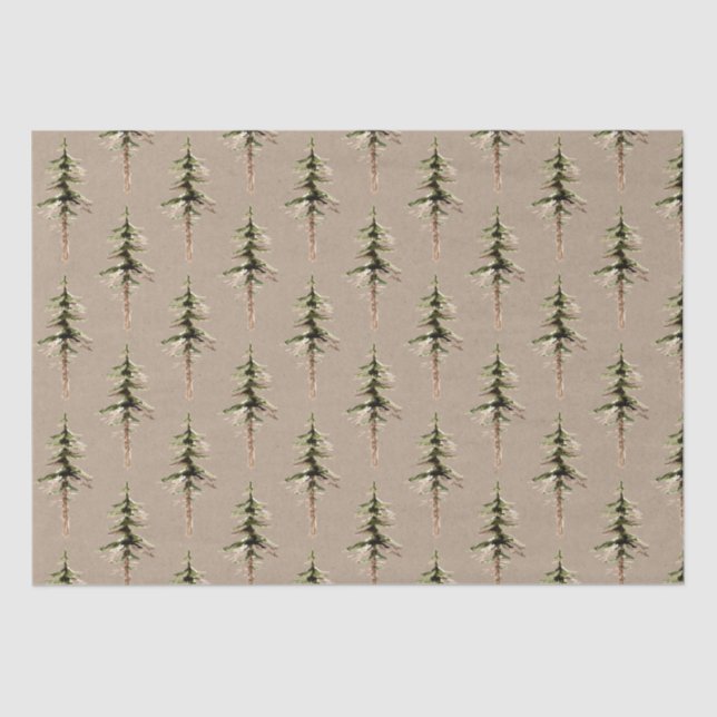 Papier Mousseline Rustique Kraft Élégant Bois Forêt Pin Arbre (Recto)