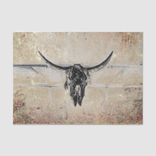 Papier Mousseline Rustique Occidental Noir Taureau Sepia Texture