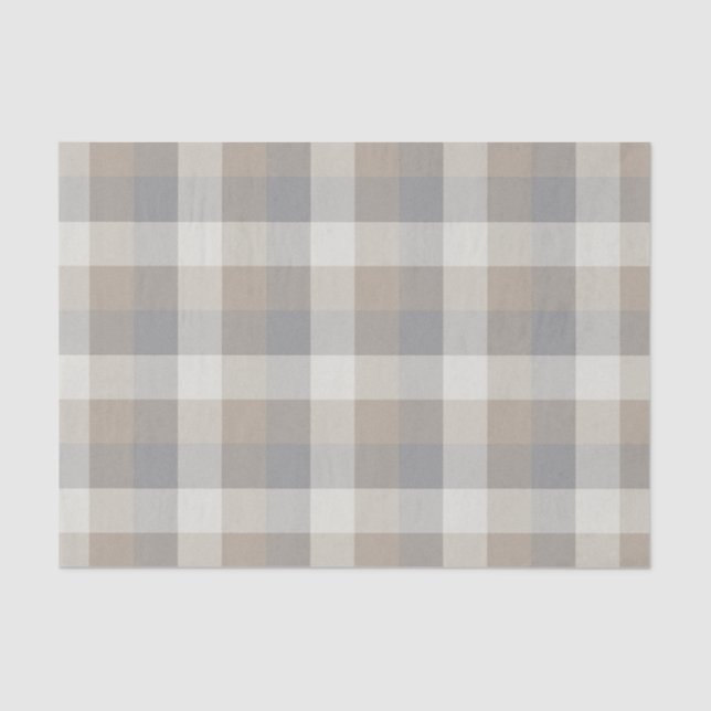 Papier Mousseline Rustique Plaid Tan Grey Ivory (Recto)