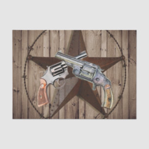 Papier Mousseline rustique texas star cowboy western country pistole