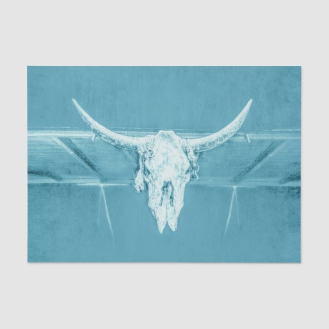 Papier Mousseline Rustique Turquoise Blue Girl Western Bull Cow Crul (Recto)
